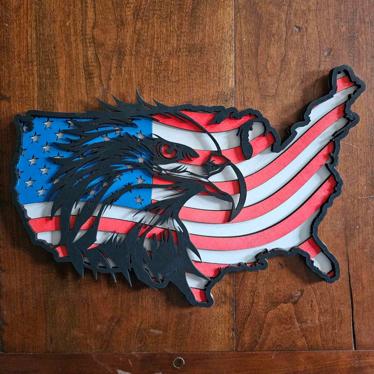 USA Flag and Bald Eagle Overlay, Hand-painted