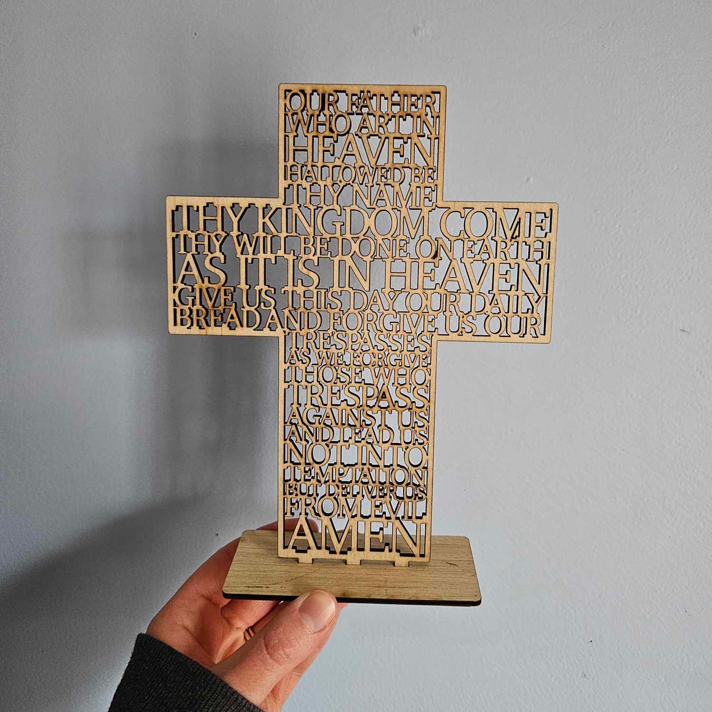 Lord's Prayer Cross with Stand