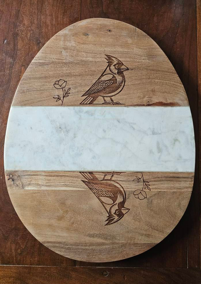 Egg-Shaped Engraved Cutting Board, Marble Inlay
