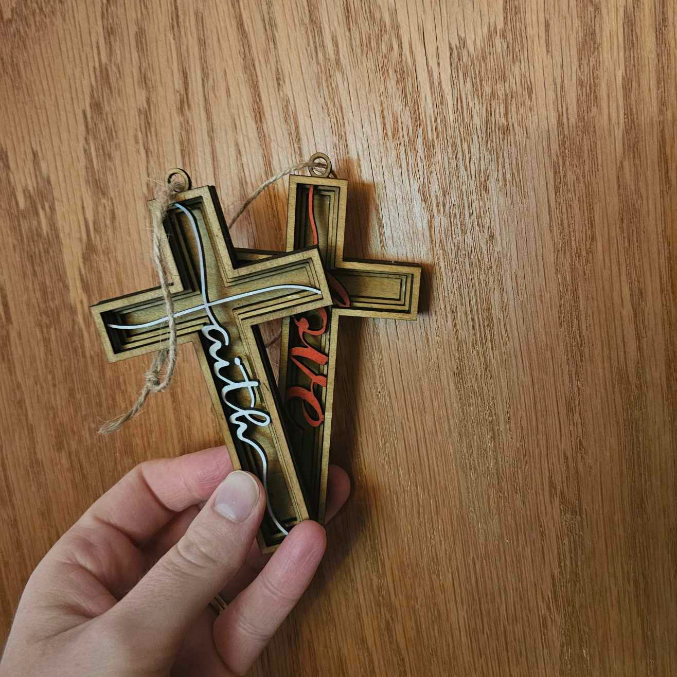 Cross with Script lettering, Hangable