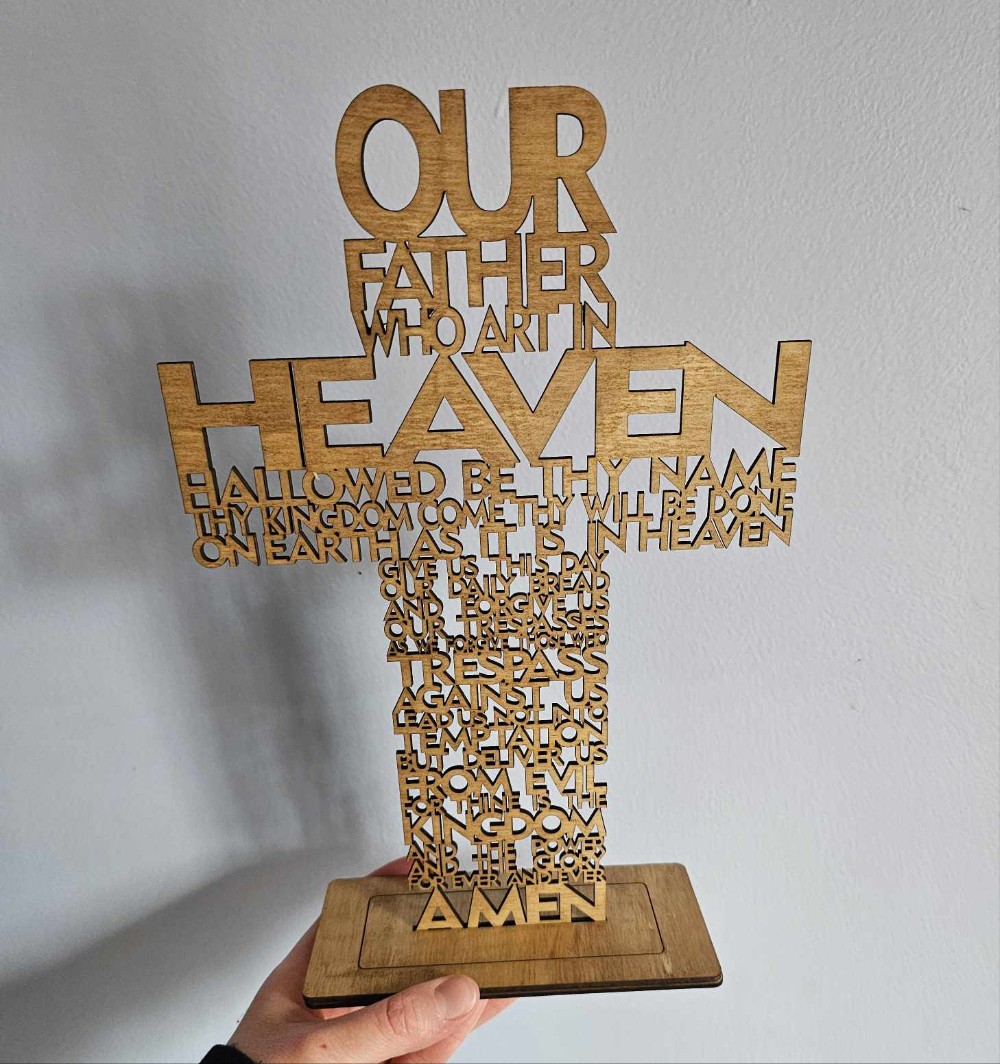 Lord's Prayer Cross with Stand