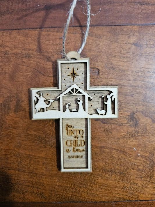Nativity Cross Ornament
