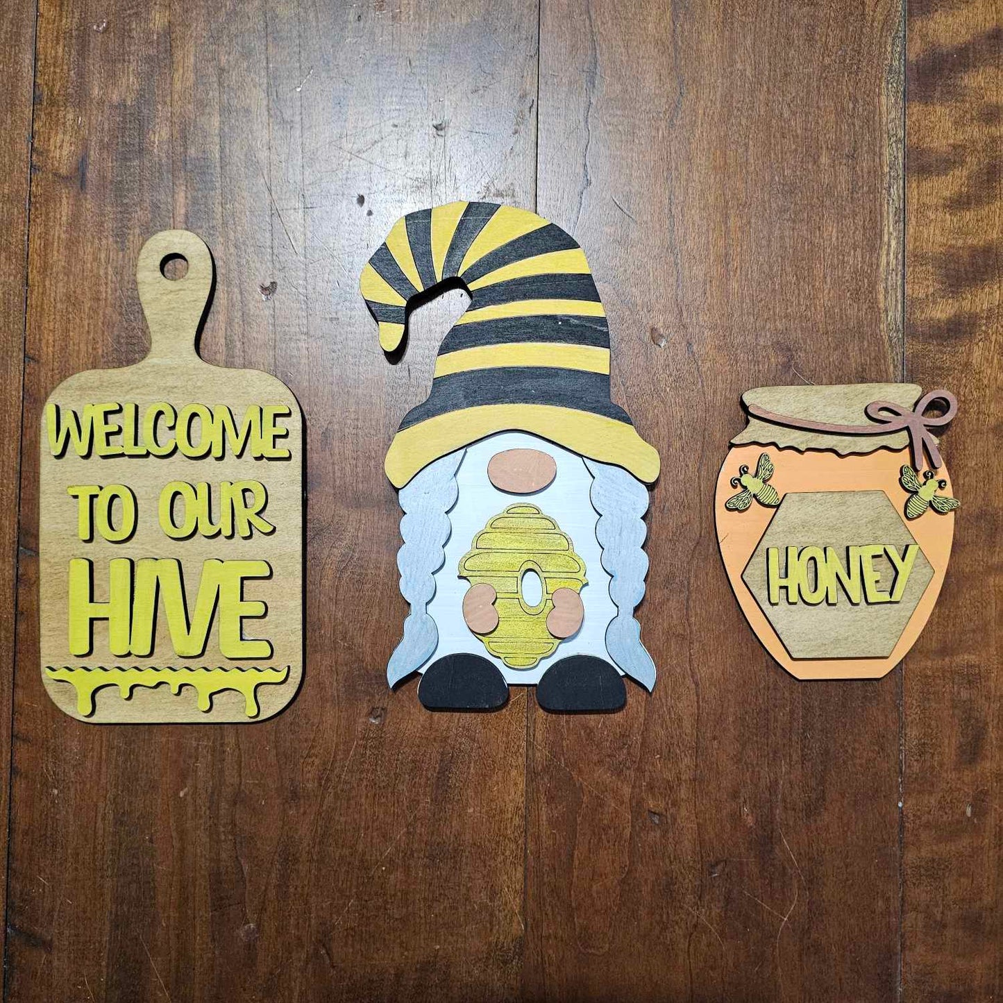 Beehive Set of 3, Hand-Painted