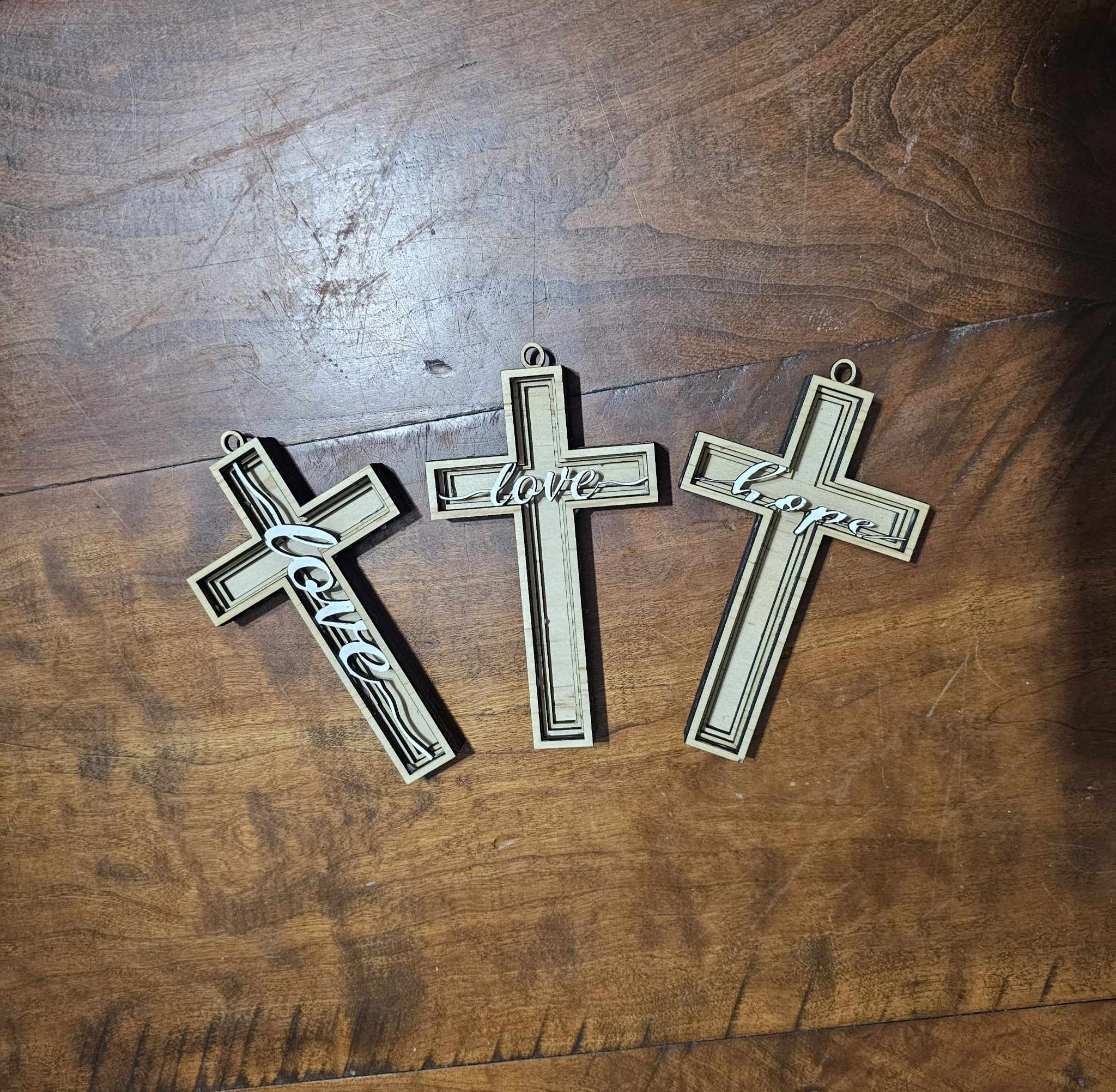 Cross with Script lettering, Hangable – Besse's Custom Engravings