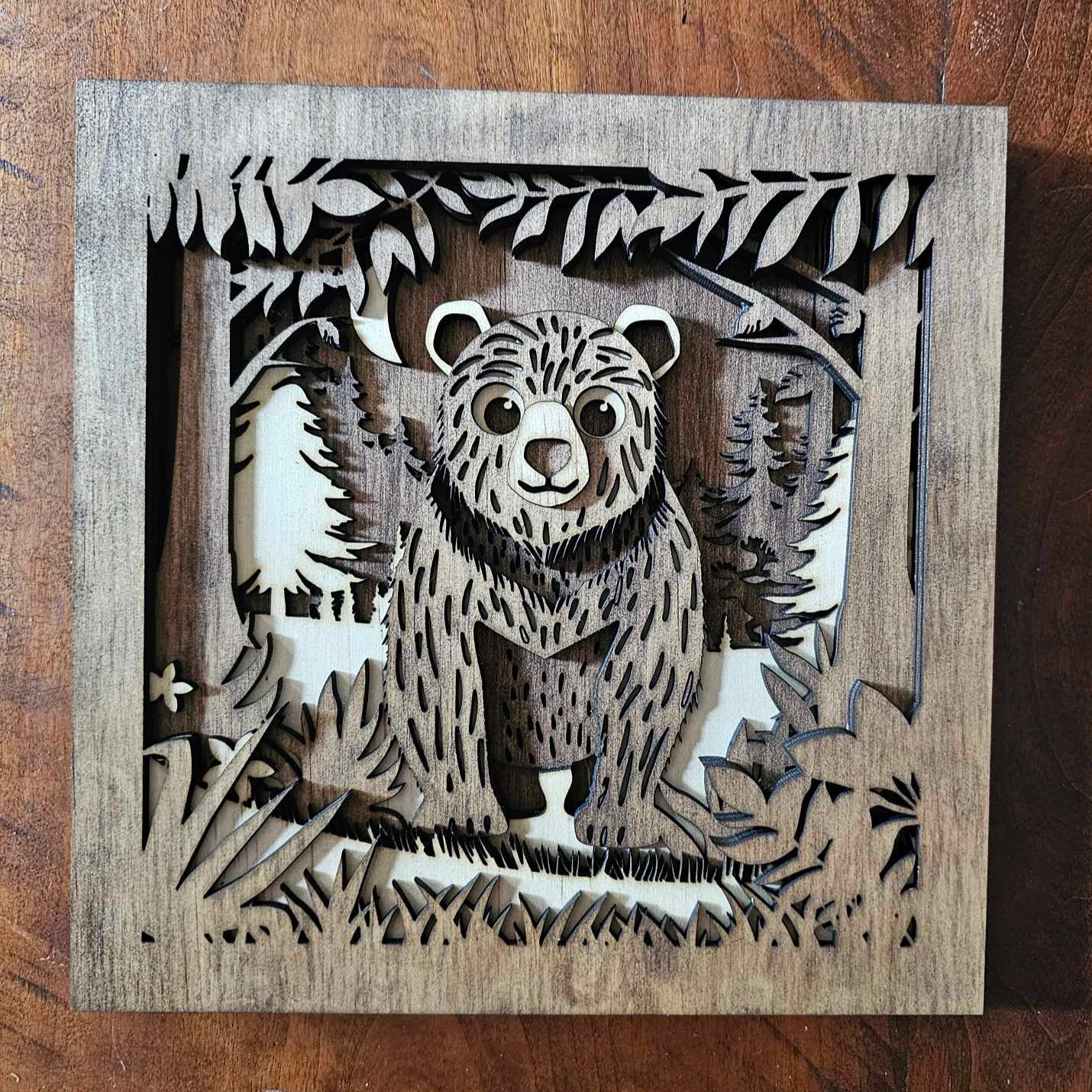 Bear in the Woods Relief, White Accents