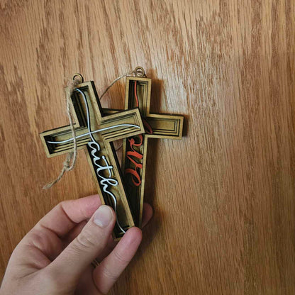 Cross with Script lettering, Hangable